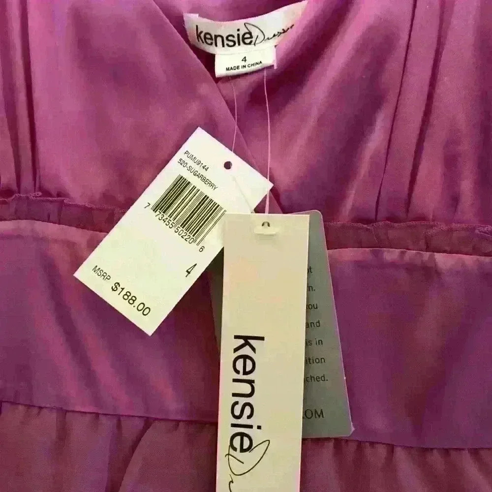 Never worn; Kensie raspberry ruffle cocktail dress - Picture 4 of 7